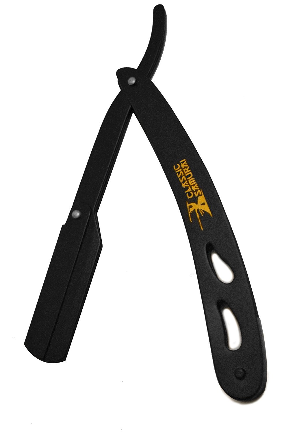 Classic Samurai Metal Straight Razor Black Shavette + 100 Shark Single Blades