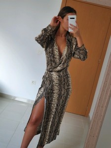 zara snake print shirt dress