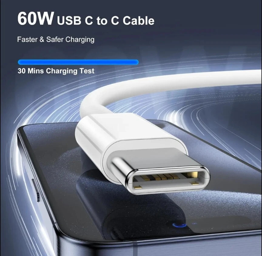 Braided USB Type C to USB-C Cable Charge PD 60W Fast Charger Quick Charging Data - image 4 of 4