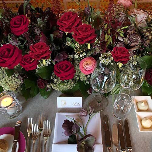 Velvet Rose Artificial Flowers Bulk Real Touch Artificial Roses with Stems Red - Picture 3 of 7