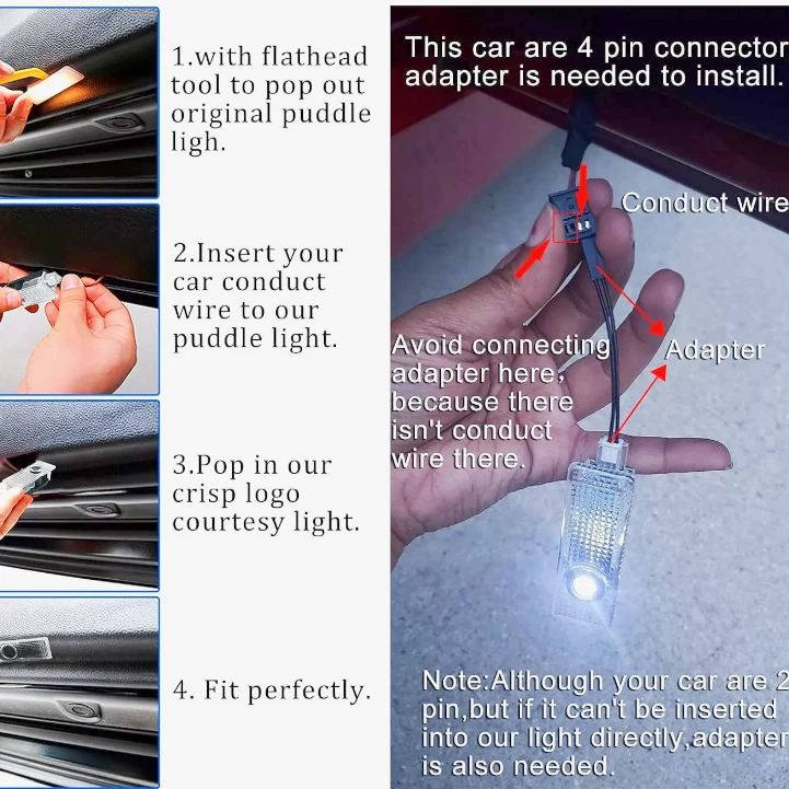 4X Car Door Welcome Light Fits For E60 E63 E90 E92 X1 50th Anniversary - Image 3 of 4