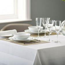 White 100% Polyester Satin Band Tablecloth, Durable & Stain Resistant
