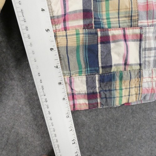 Chor Shorts Mens 38 Chino Flat Front Red Blue White Plaid Patchwork - Picture 11 of 15