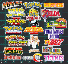 20 GameBoy Logo Stickers - White, Clear or Holographic- Mario Tetris Zelda Wario