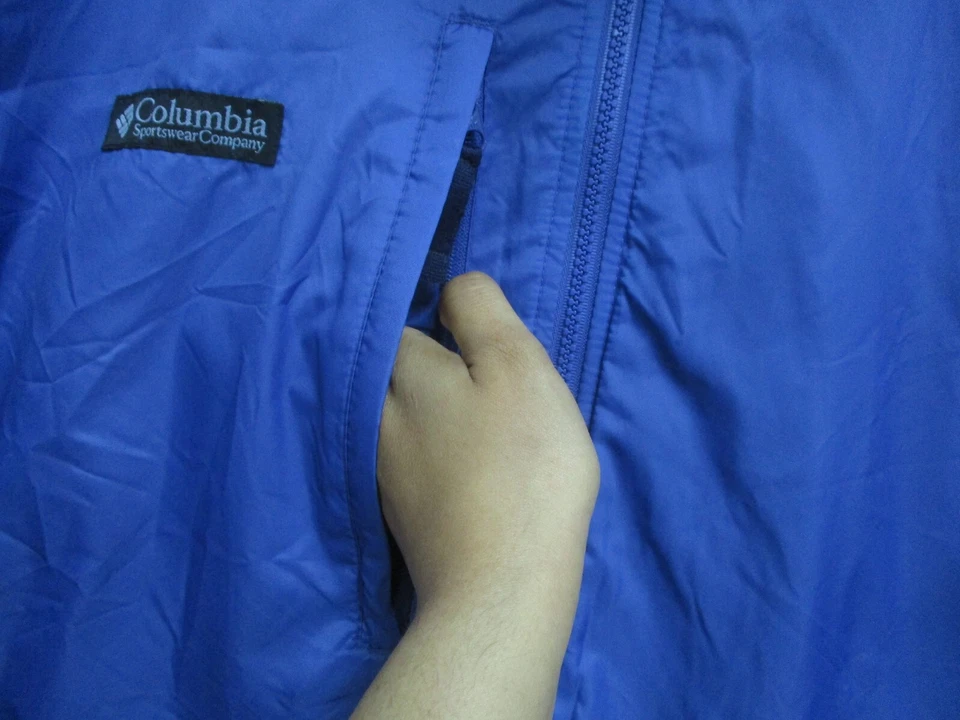 Jaqueta Columbia Vintage Grande Adulto Azul Zíper Completo Bolsos Forrada de Lã Feminina Extra Grande - Imagem 4 de 4