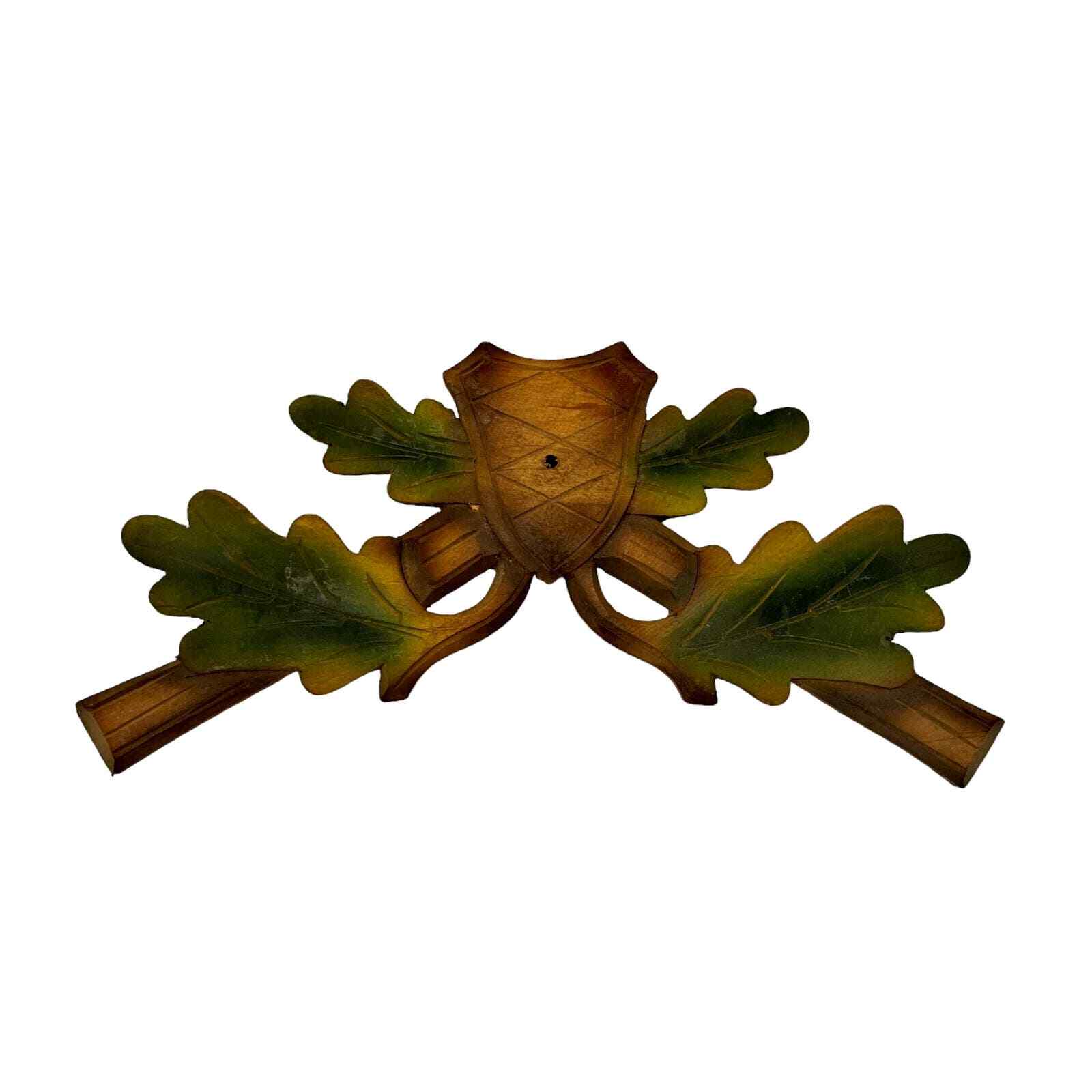 Vintage German Black Forest Cuckoo Clock Topper Trim Hunting Theme Color Leaves photo Vintage German Black Forest Cuckoo Clock Topper Trim Hunting Theme Color Leaves photo