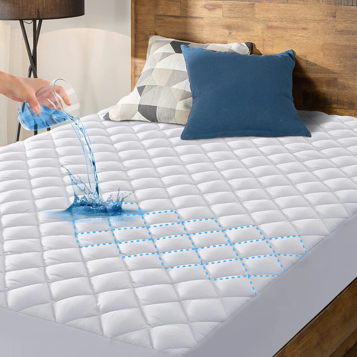 Queen Size Waterproof Mattress Pad Protector, Breathable Quilted Mattre