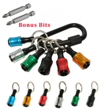 6 pcs  Bonus 1/4 Hex Shank Screwdriver Bit Holder Extension Bar Keychain Keyring