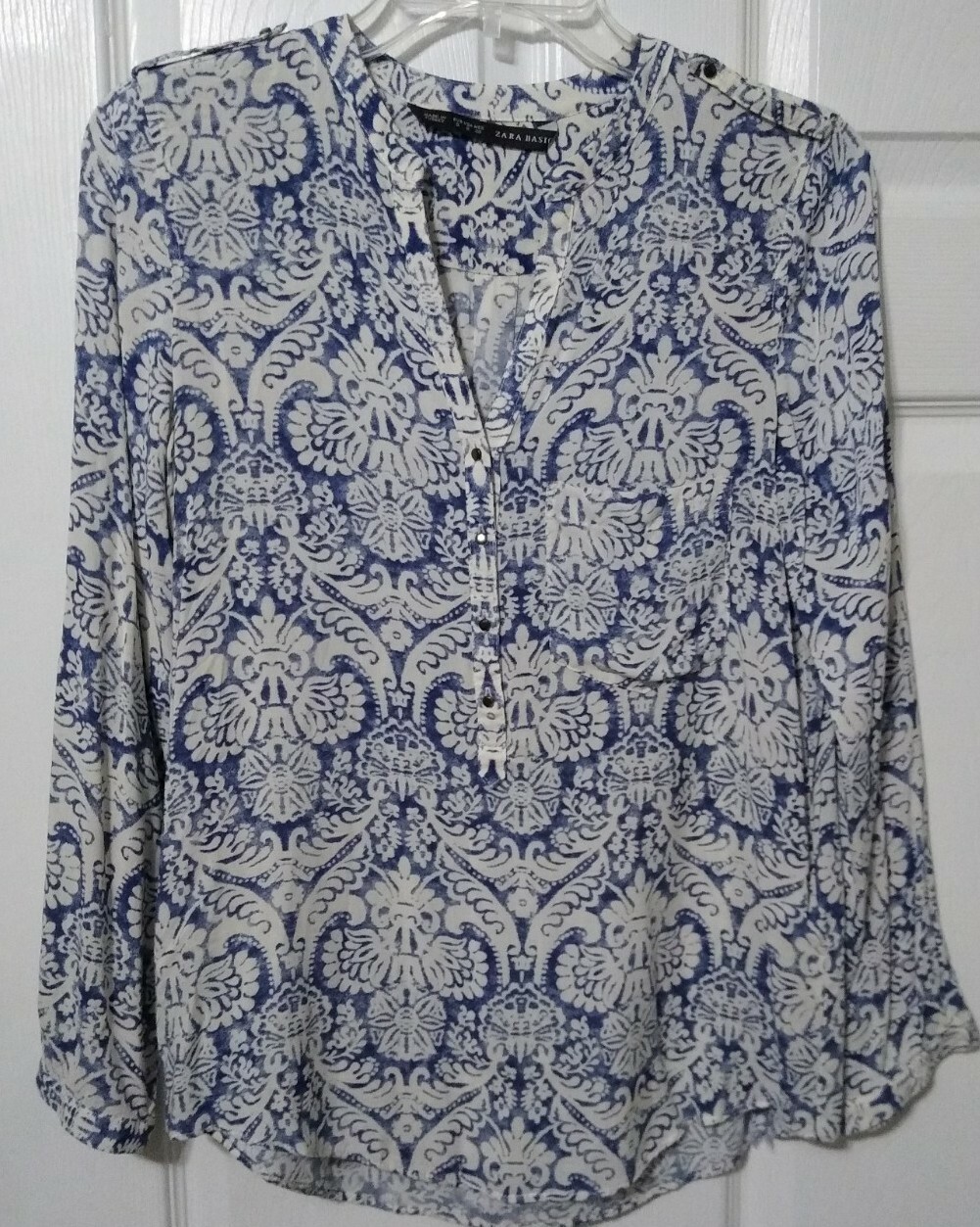 ZARA Basic Women's Button down split neck Tunic b… - image 1