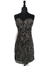 Guess Black Gray Ruffle Strapless Empire Waist Dress Size 5