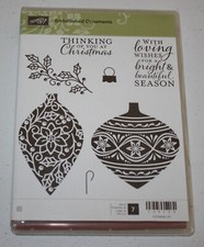 Stampin Up Retired Cling Acrylic EMBELLISHED ORNAMENTS Christmas Holly Season