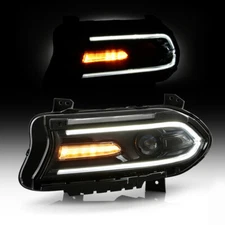 For 2015-2021 Dodge Charger LED Strip Tube Projector Headlight Left /Driver Side