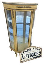 Louis XV Style Serpentine Glass Curio Display Cabinet with Cabriole Legs — listing 3