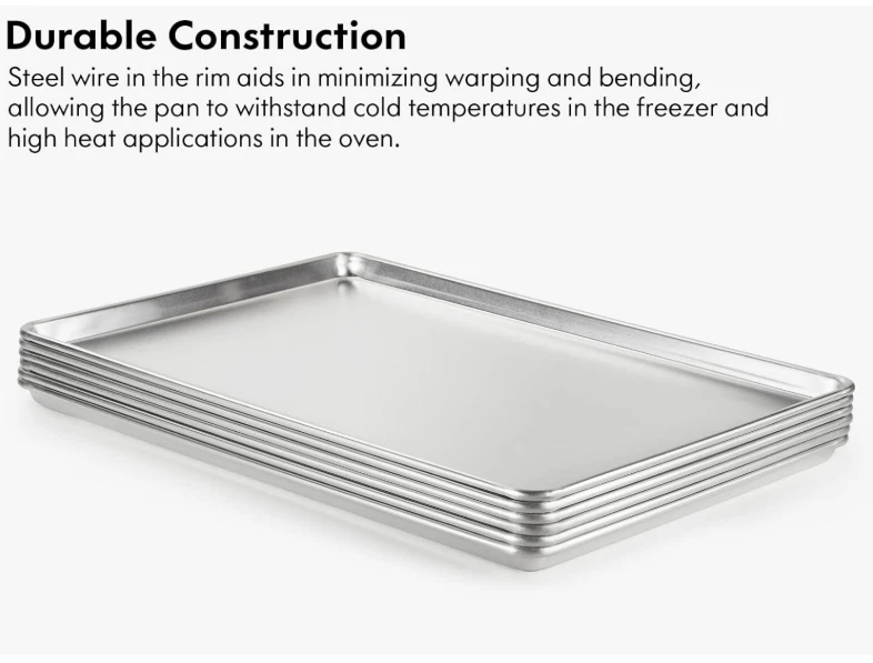 6 Pack 18x26 Commercial Grade Aluminum Sheet Pans NSF Bakery Trays