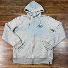 Quicksilver Surf Company Hoodie Gray Full Zip Long Sleeve Sweater Men's Medium