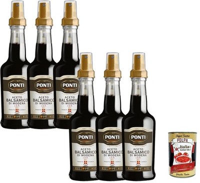 Ponti Balsamico-Essig Spray, 6x250ml, ideal für Fleisch und Käse+Polpa