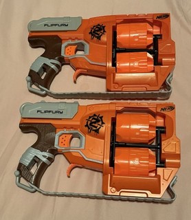 NERF Zombie Strike FlipFury Blaster Lot of 2 Orange/Gray B1501 (2015)