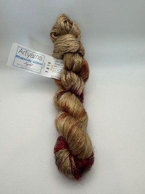 Artyarns Rhapsody Glitter Light, 100% Silk w/Lurex, Gold color w/grey & burgundy
