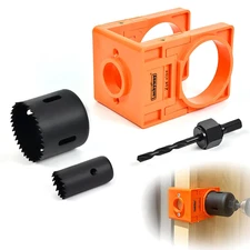 Door Lock Installation Kit for 1-3/8" - 1-3/4" Wooden Doors with Guide Template,