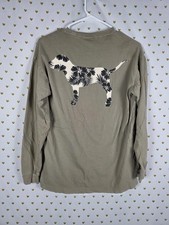 Victorias Secret PINK V neck Dog Logo XS Long sleeve pocket tee