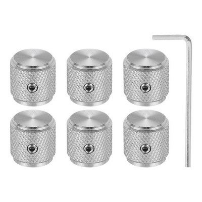 6 Pcs Aluminium Knobs, 1/4'' (6mm) with Arrow Indicator, 1/2'' Silver