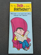 Funny Vintage Envelope Size Dad Birthday Card 9-1/4" x 4" Made In USA New Unused