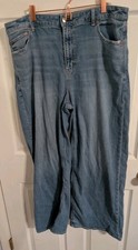 American Eagle Womens Jeans Blue Baggy Wide Leg Super Hi Rise Size 14