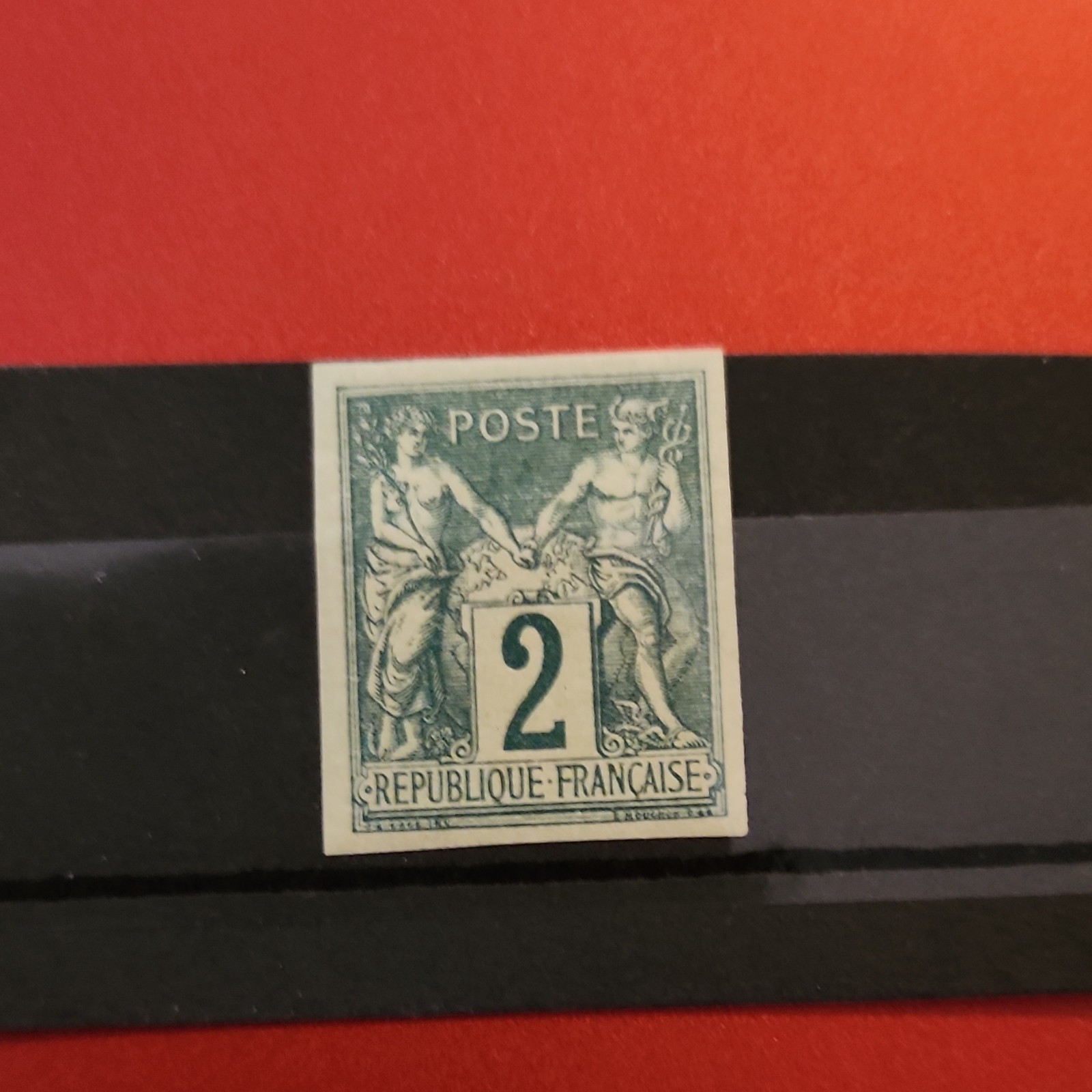 France 1877 Sage Type II 2c Green Mint Hinged Postage Stamp