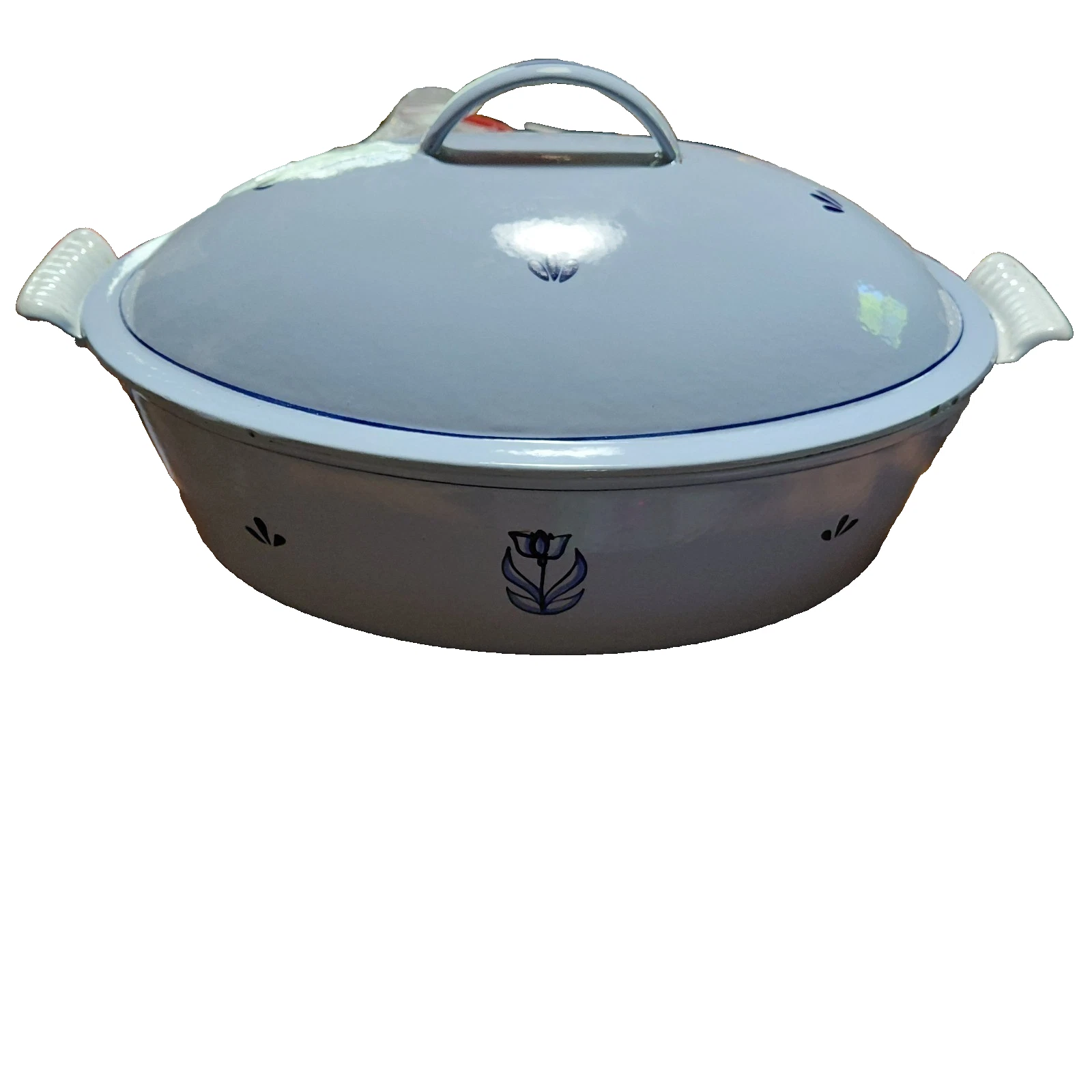 Vintage Dru Holland Dutch Oven #35 Oval 5.3qt 5L Baby Blue Enamel