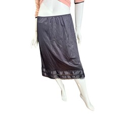 Vintage Sears Antron III Nylon Half Slip Lace Trim Gray Midi Large goth whimsy