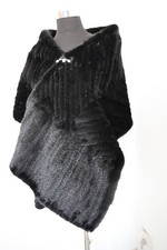 Knit 100 real mink fur scarf fur premium quality cape 170 40 cm black neck wrap