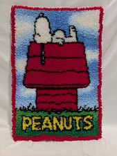 Peanuts Latch Hook Rug / Wall Hanging - Snoopy's Doghouse Completed 20x30"