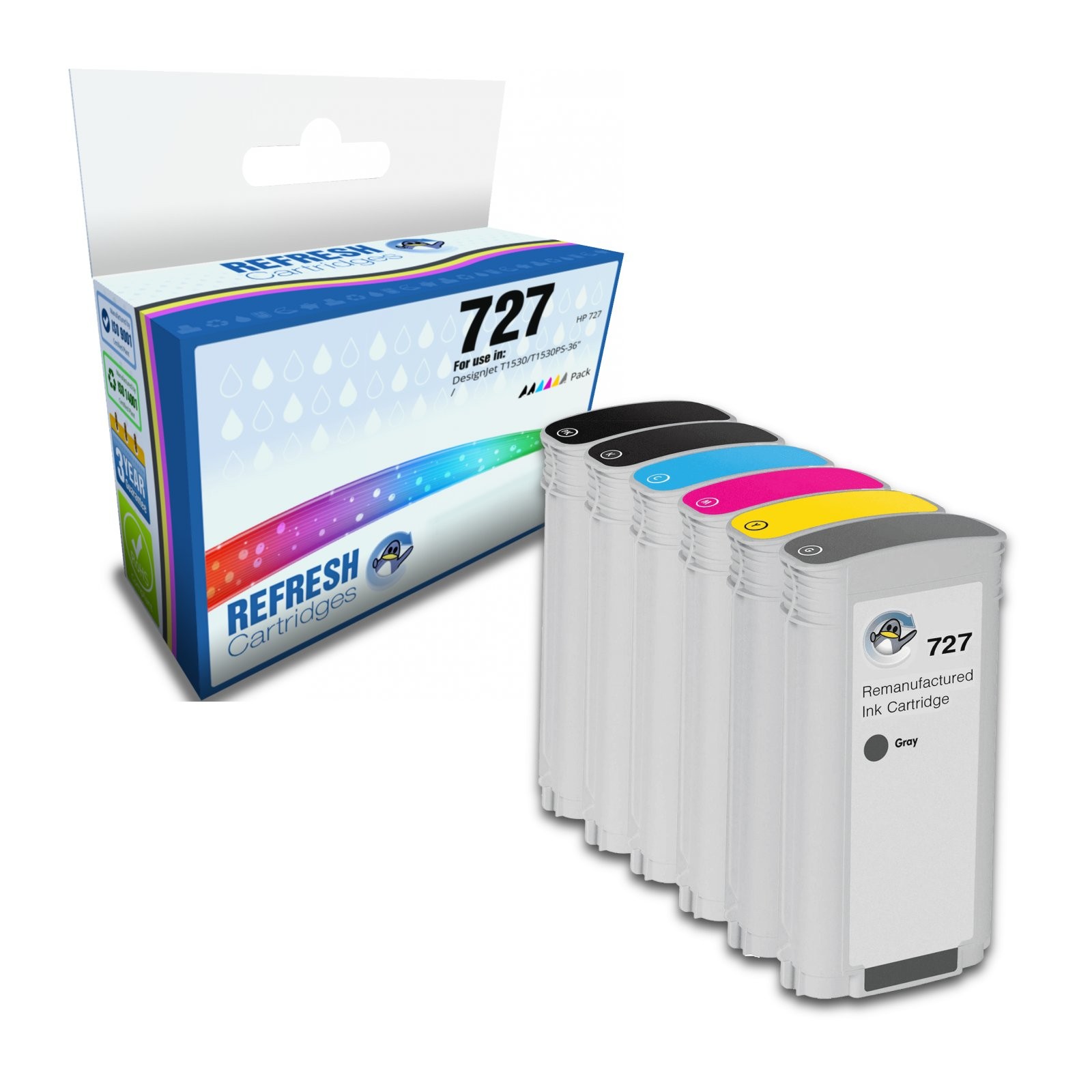 Refresh Cartridges Everyday Value Pack 6x #727 Ink Compatible With HP Printers