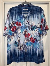 Men  s Tommy Bahama Tide Pool Royale Silk Camp Hawaiian Button Down Shirt Rare M