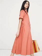 Banana Republic L Cotton Poplin Trapeze Maxi Shirt Dress #892404 Oversized
