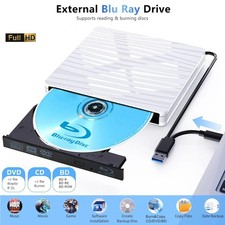 Unità Blu Ray Esterna, USB 3.0 & Type-C Lettore Masterizzatore Blu-ray 3D, DVD/CD/BD Leggi