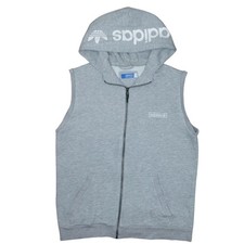 adidas Men's Grey Sleeveless Full Zip Hoodie Vest M