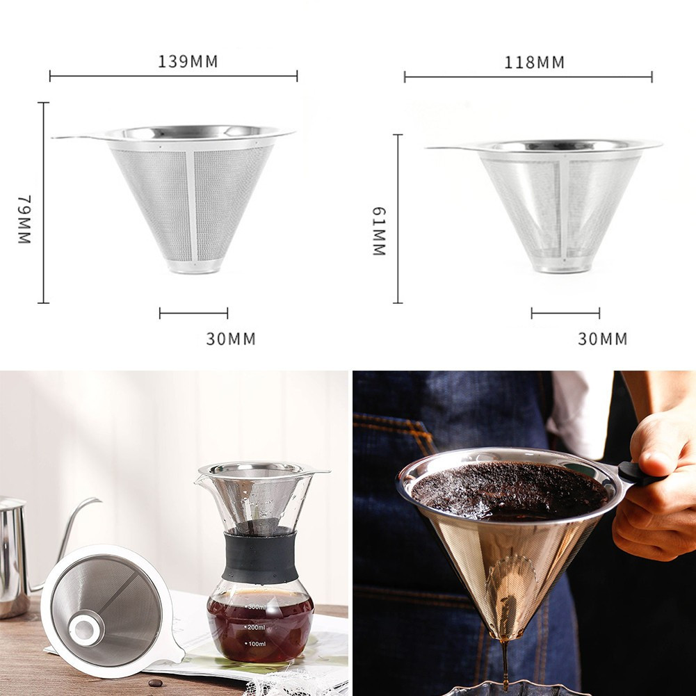 Eco-Friendly Reusable Stainless Steel Pour Over Coffee Filter Dripper Holder