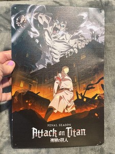 Attack On Titan Final Season Metal Tin Sign Black Anime Wall Art Decor Medium