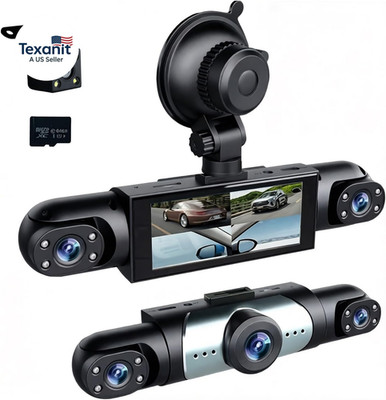 360° Full View Dash Cam Front and Rear Inside, 4 Channel Dashcam 1080P Full HD D