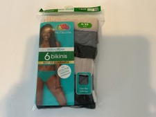 FRUIT of the LOOM 6 Pack Size 4/XS Microfiber Multi-Color Women Bikinis New