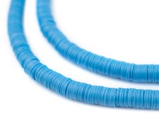 Sapphire Blue Vinyl Phono Record Beads 6mm Ghana African Disk 34 Inch Strand