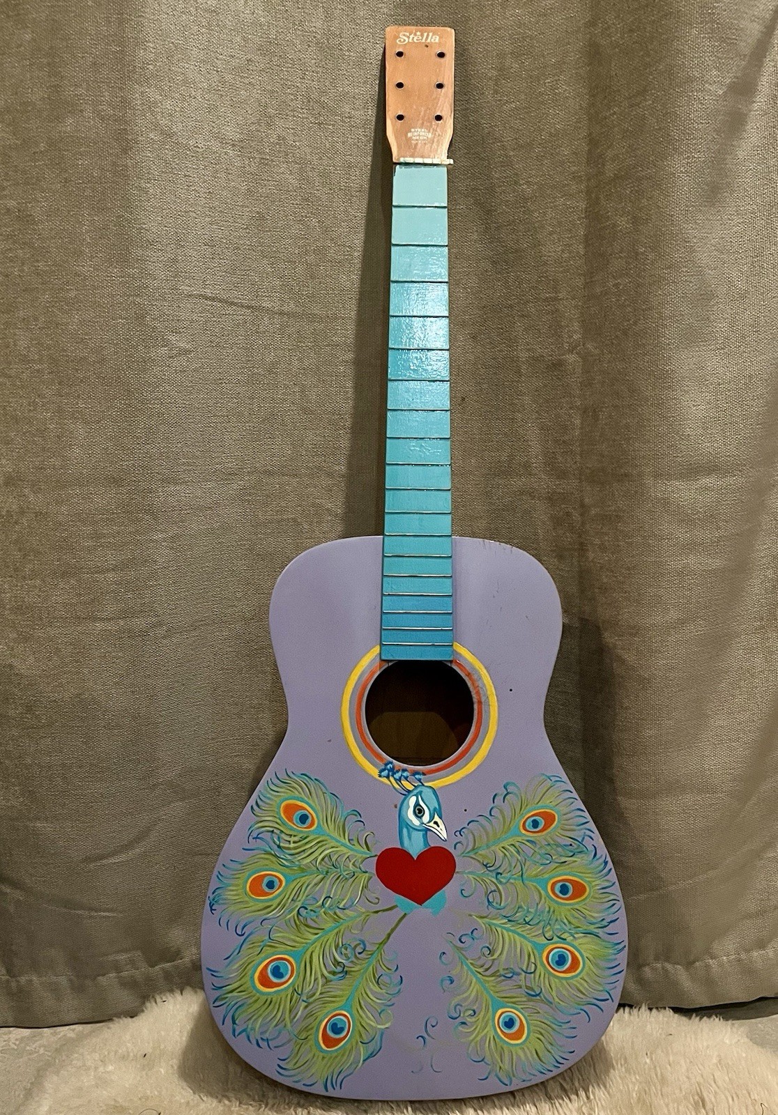 Hand Painted Stella Parlor Guitar Project Piece Without Parts for Project