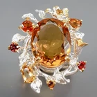 Jewellery 16 ct+ Natural Citrine Quartz Ring 925 Sterling Silver Size 9 /R472665