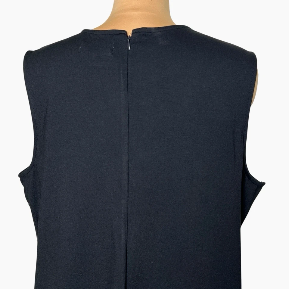 Nordstrom Rack Midi Dress Women 2X Sleeveless Shift Black Rayon Blend Back Zip - Image 3 of 4