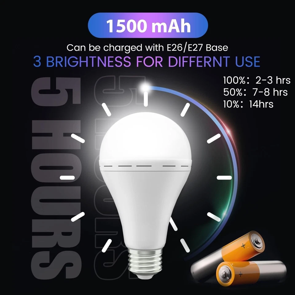 10Pack Emergency-Rechargeable-Light-Bulb, 1200mAh LED Light for Home,Camping - Image 2 of 4