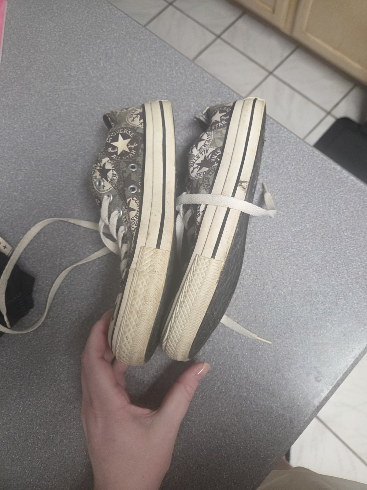 Converse Rare Vintage Black White Star Print Guc Womens 8 Sneakers thumbnail 3