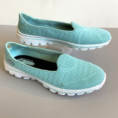 Skechers Go Walk 2 Womens Sz 9 Quick Fit Teal Green Mesh Shoes Slip On Flat