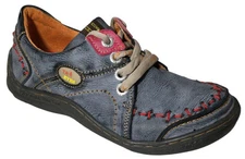 TMA Eyes Womens Size 6.5 Hand Stitched Leather Air Step Walking Shoes Blue Red