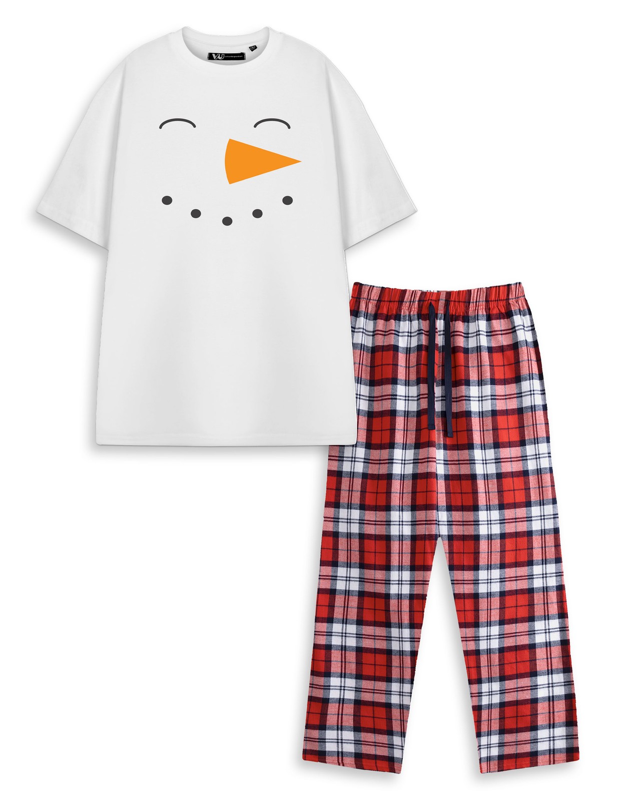 Show Me The Merch Weiß Snowman  Kurzärmeliges Pyjama-Set mit langem Bein Unisex